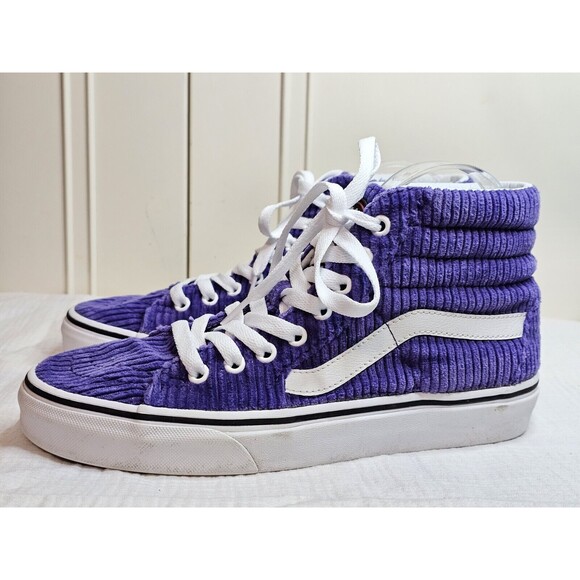 Vans limited edition old skool sk8 hi corduroy Purple wm 8 men 6 EUC skate shoes - Picture 1 of 10